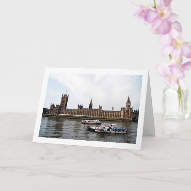 River Boats outside the Palace of Westminster Card (Orchid)