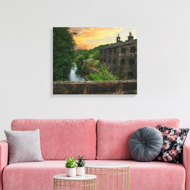River Calder from Hawksclough Bridge Canvas Print (Insitu(LivingRoom))