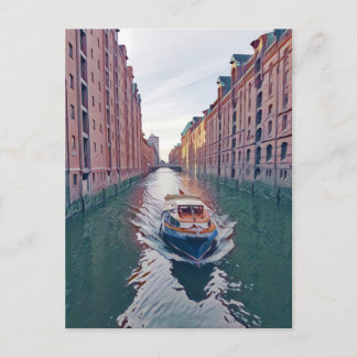 River cruise boat, Hamburg Postcard