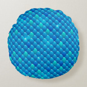 river fish scales round pillow