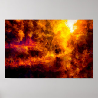 River flows through the colours of autumn Landscap Poster