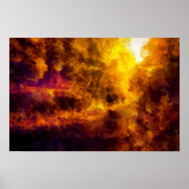 River flows through the colours of autumn Landscap Poster (Front)