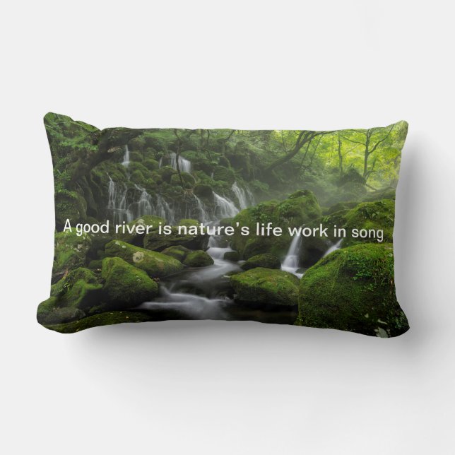 River - Green forest - Quote Mix Lumbar Pillow (Front)