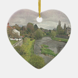 River Hafren in Newtown, Powys Ceramic Ornament