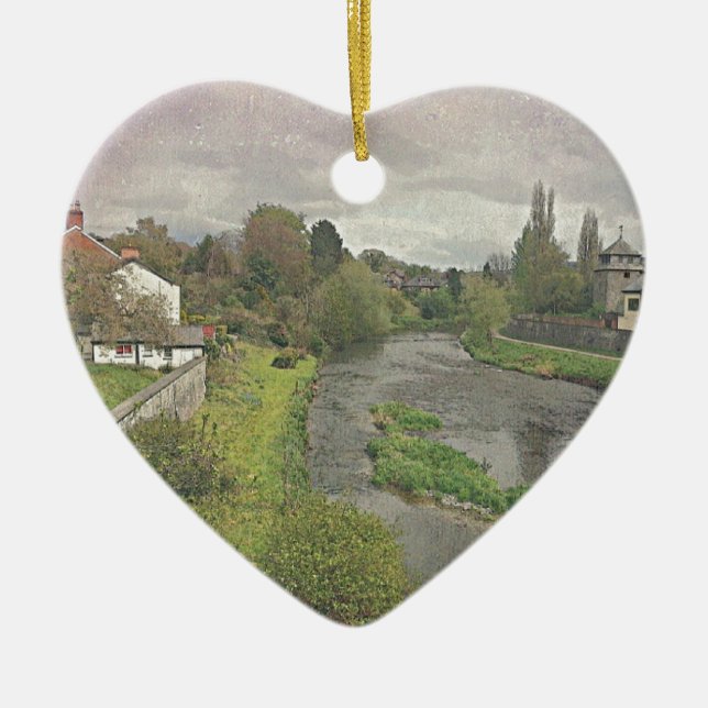 River Hafren in Newtown, Powys Ceramic Ornament (Front)