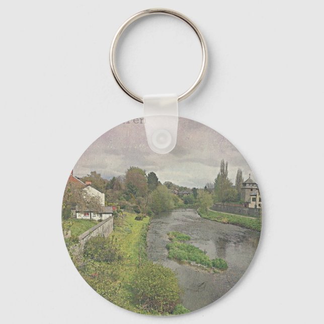 River Hafren in Newtown, Powys Keychain (Front)