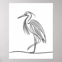 River Heron Line Poster d'art Irish Wildlife