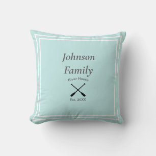 River House custom family name year established Throw Pillow