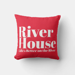 River House Decorative Outdoor Throw Pillow - Red