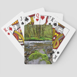 River in green forest, Oregon Playing Cards