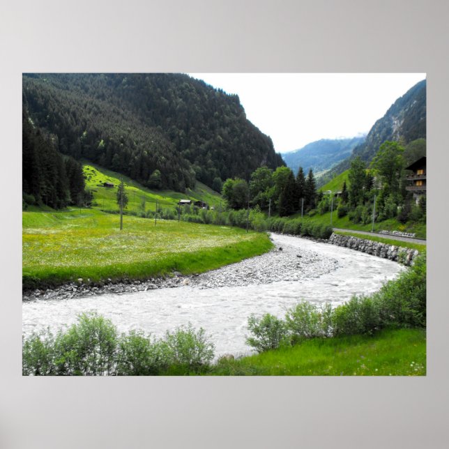 River in the Swiss Alps Poster (Front)