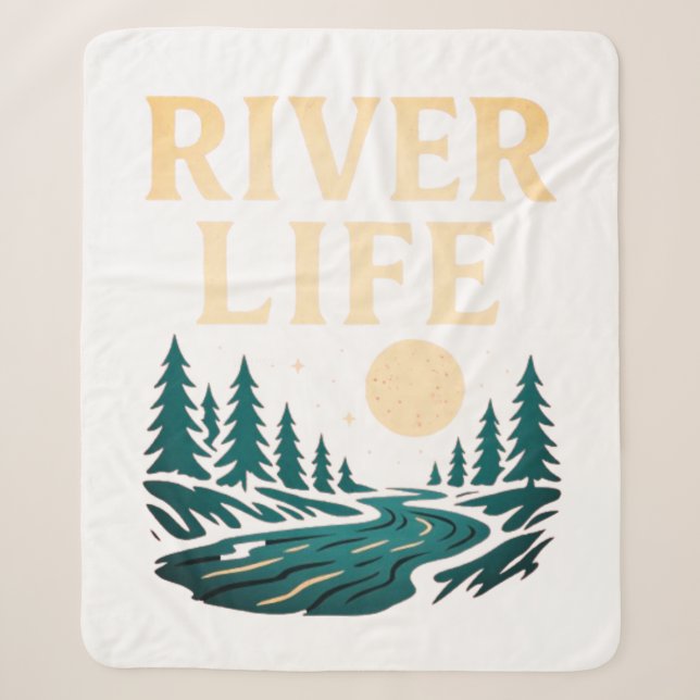 River Is Life Sherpa Blanket – Cozy Nature Inspire (Front)