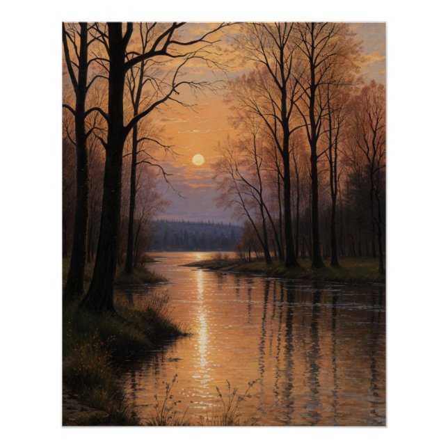 River Landscape in the Evening Light Poster (Front)