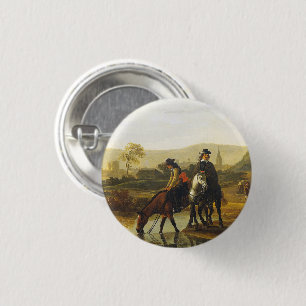 River landscape with riders Aelbert Cuyp 1 Inch Round Button