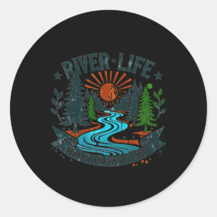 River Life Because Beaches Be Salty River Retro  Classic Round Sticker