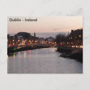 River Liffey night, Dublin City, Ireland Postcard