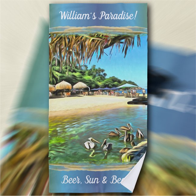 River Meets Ocean Paradise & Beer 0330 Beach Towel (Creator Uploaded)