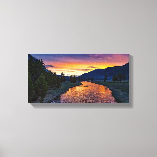 River Mountains Sunset Canvas Print (Front)