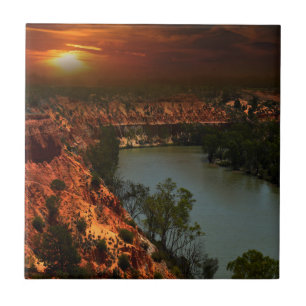 River Murray Australia Sunset, Ceramic Tile