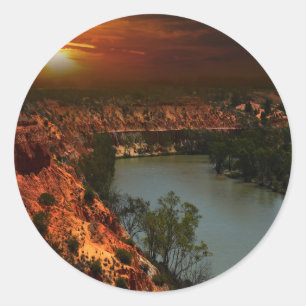River Murray Australia Sunset, Round Stickers