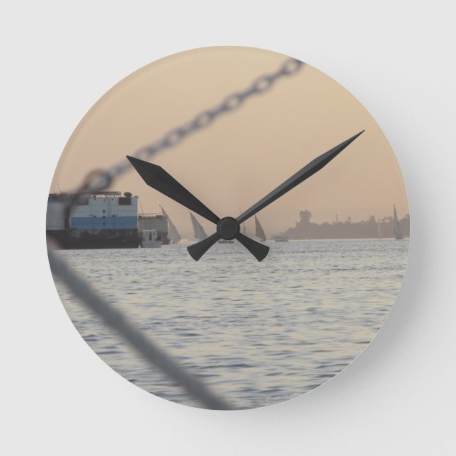 River Nile Sunset Round Clock (Front)