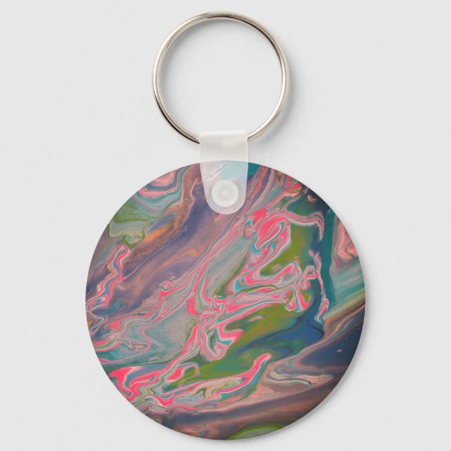 River of Colours Flow Paint Art Keychain (Front)