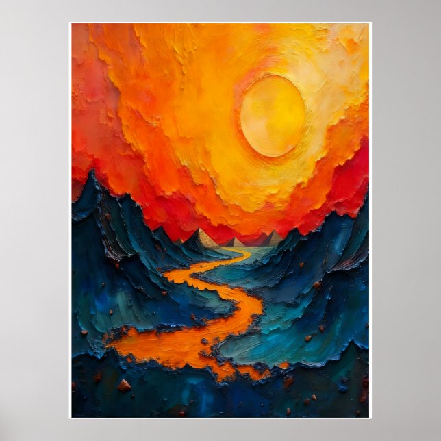 River of Fire: Impasto Oil Painting Poster (Front)