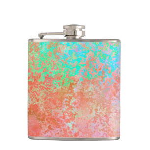 River of Fire Orange Alcohol Ink Abstract Hip Flask