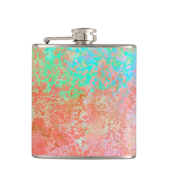 River of Fire Orange Alcohol Ink Abstract Hip Flask (Front)