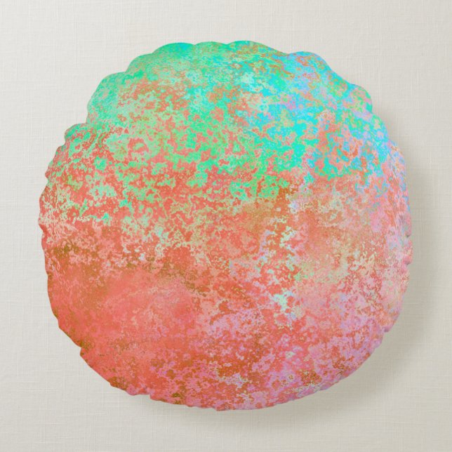 River of Fire Orange Alcohol Ink Abstract Round Pillow (Front)