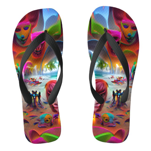 River of Souls Beach Custom Created Flip Flops (Footbed)
