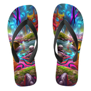 River of Souls Timewarp Custom Created Flip Flops