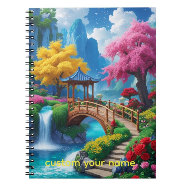 “River of Thoughts – Turquoise Fantasy Landscape  Notebook (Front)