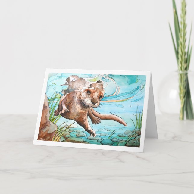 River Otter Art Card - Blank (Front)