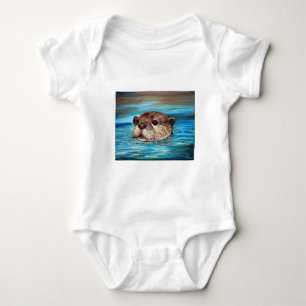 River Otter Painting Baby Bodysuit