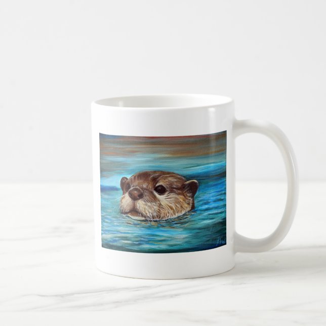River Otter Painting Coffee Mug (Right)