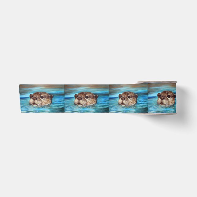 River Otter Painting Satin Ribbon (Front)