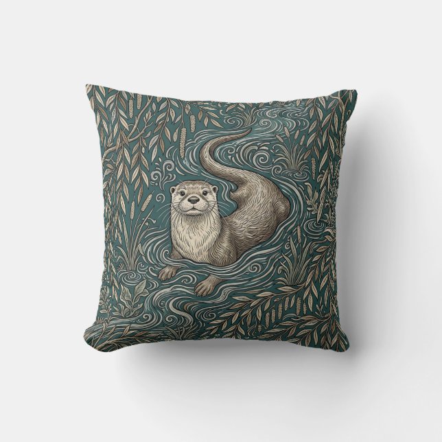 River Otter Pillow Throw (Front)