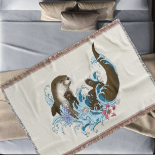 River Otter Water Cute Throw Blanket