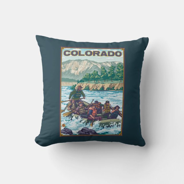 River RaftingColorado Throw Pillow (Front)
