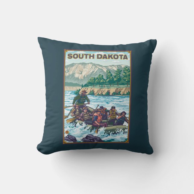 River RaftingSouth Dakota Throw Pillow (Front)