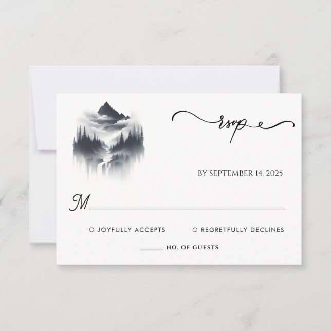River Rain Cloud Nature Smoky Mountain Wedding RSVP Card (Front)