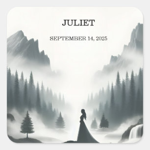 River Rain Cloud Smoky Mountain Bridal Shower Square Sticker