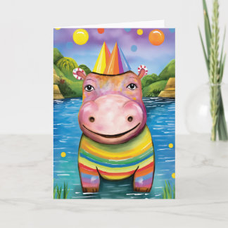 River Revels Hippo: Cute Kids Birthday Card