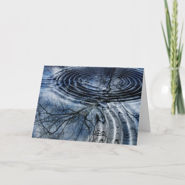 River Ripples Rings Birch Tree Branch Reflection Card (Front)