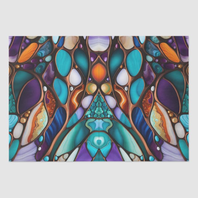 River Rock Pebbles Stained Glass Look Tissue Paper (Front)
