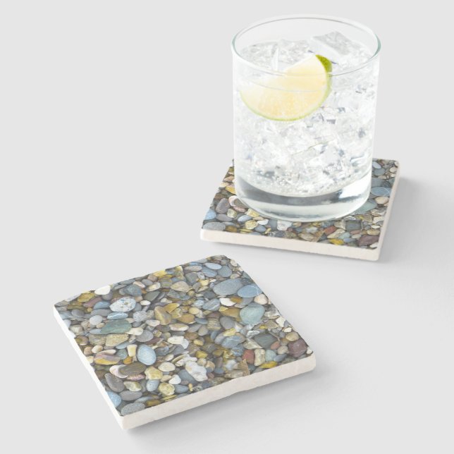 River Rock Pebbles Stone texture  Stone Coaster (Side)