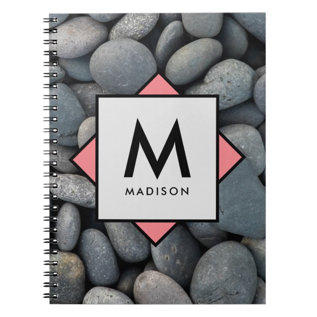 River Rock Pile with Your Own Name and Monogram on Notebook (Front)