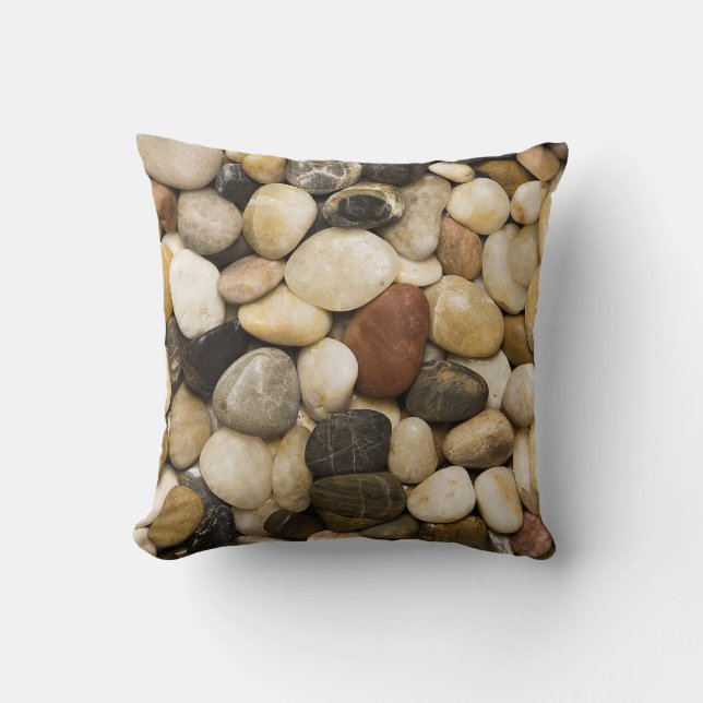 River Rock Stone Background - Customized Template Throw Pillow (Front)