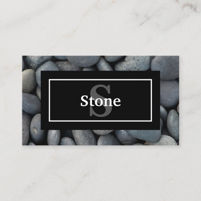 River Rocks with Name and Monogram Business Card (Front)